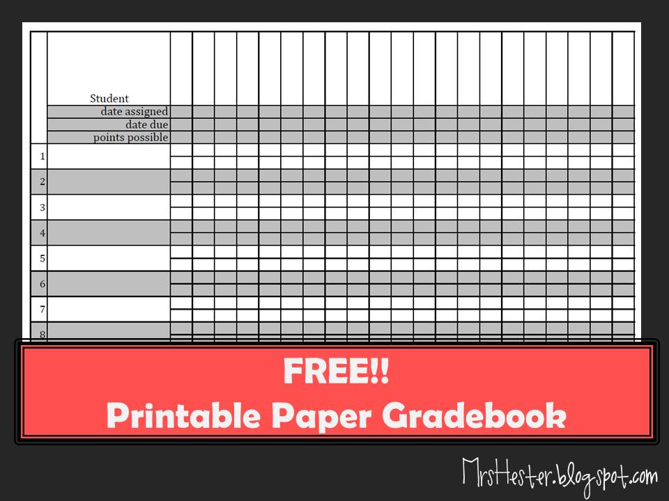 Printable Gradebook Template Editable room