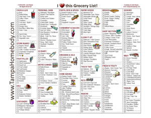 Printable Grocery List By Category Room Surf Com