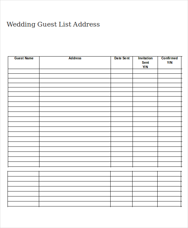 Wedding Guest List Template   9+ Free Word, Excel, PDF Documents 