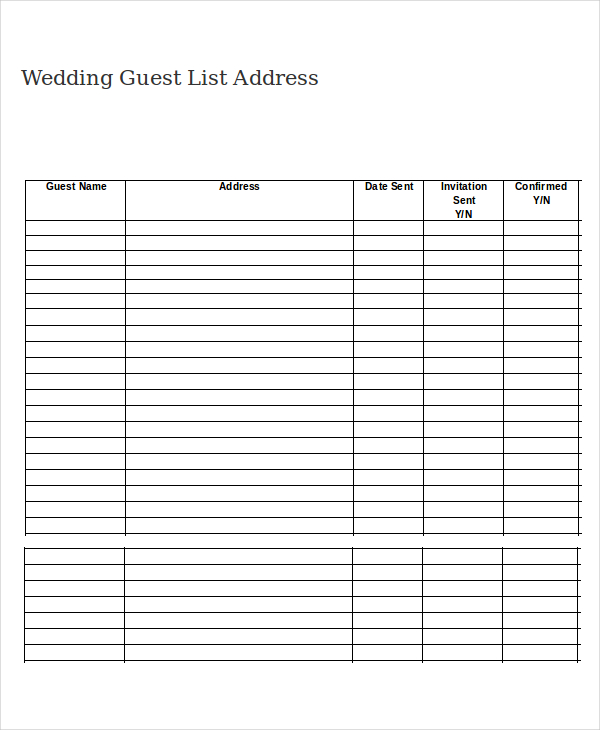 Printable Guest List room surf com