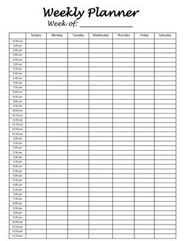 Printable Hourly Planner