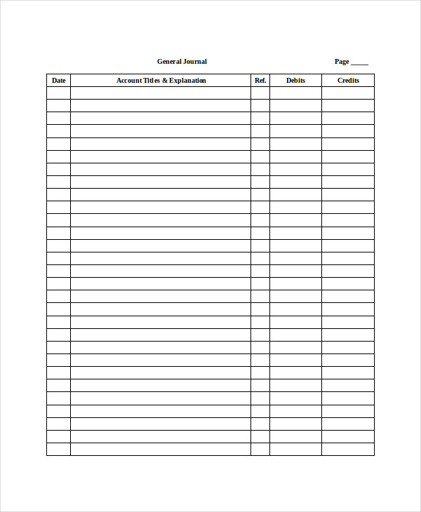 Printable Ledger Sheet