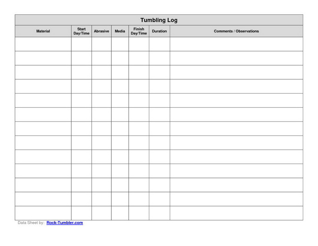 Printable Log Sheet Room Surf Com