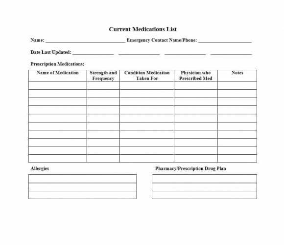 Printable Medication List room