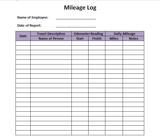30 Printable Mileage Log Templates (Free)   Template Lab