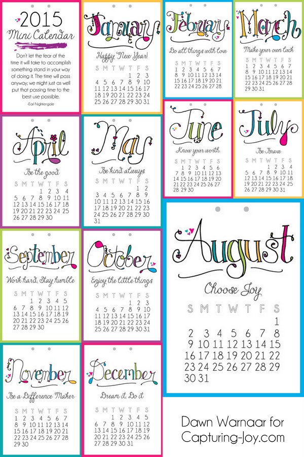 2015 Printable Mini Calendar   Capturing Joy with Kristen Duke
