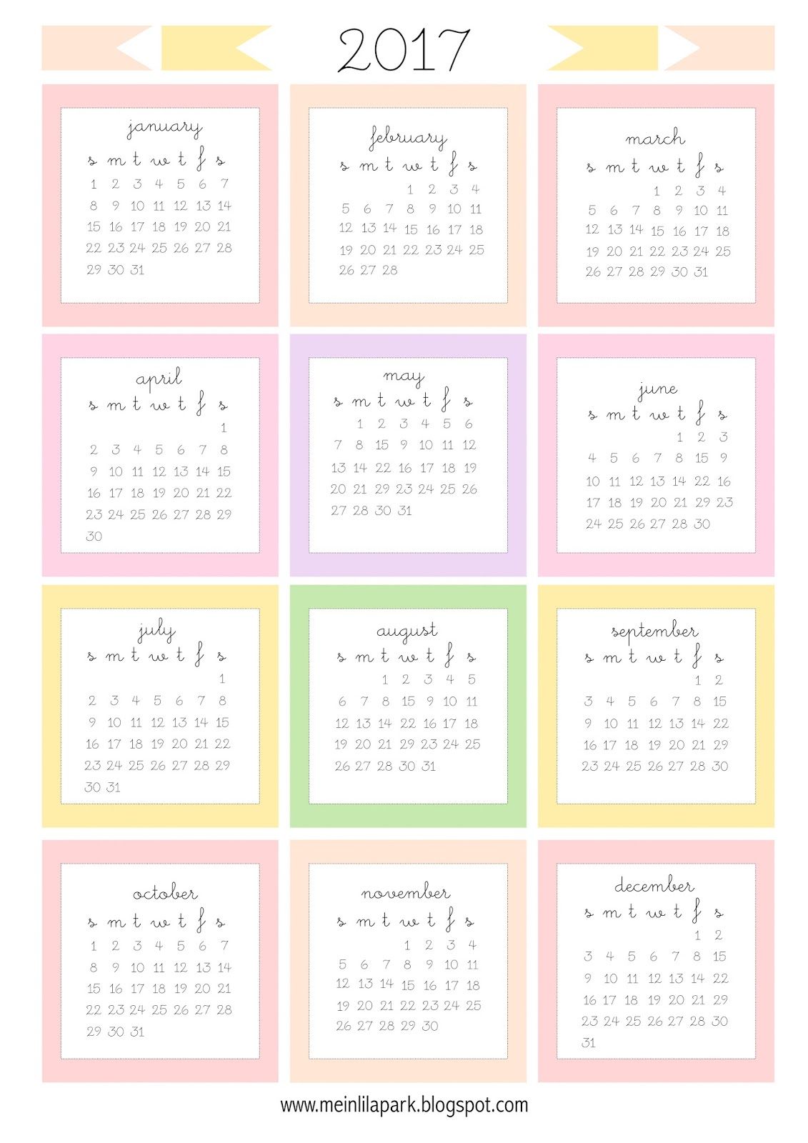 Free printable 2017 mini calendar cards   bullet journal stickers 