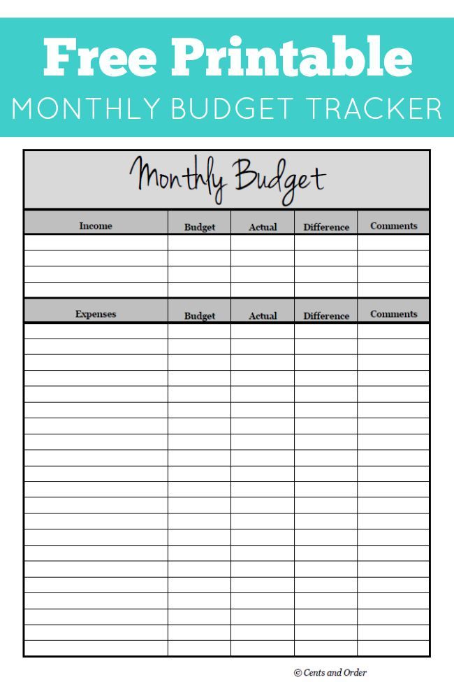 Free Monthly Budget Printable | DIY Ideas | Pinterest | Budgeting 