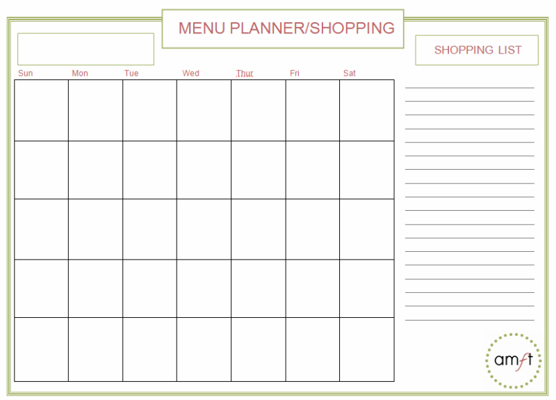 Printable Monthly Meal Planner Room Surf