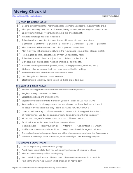 Printable Moving Out Of State Checklist | room surf.com