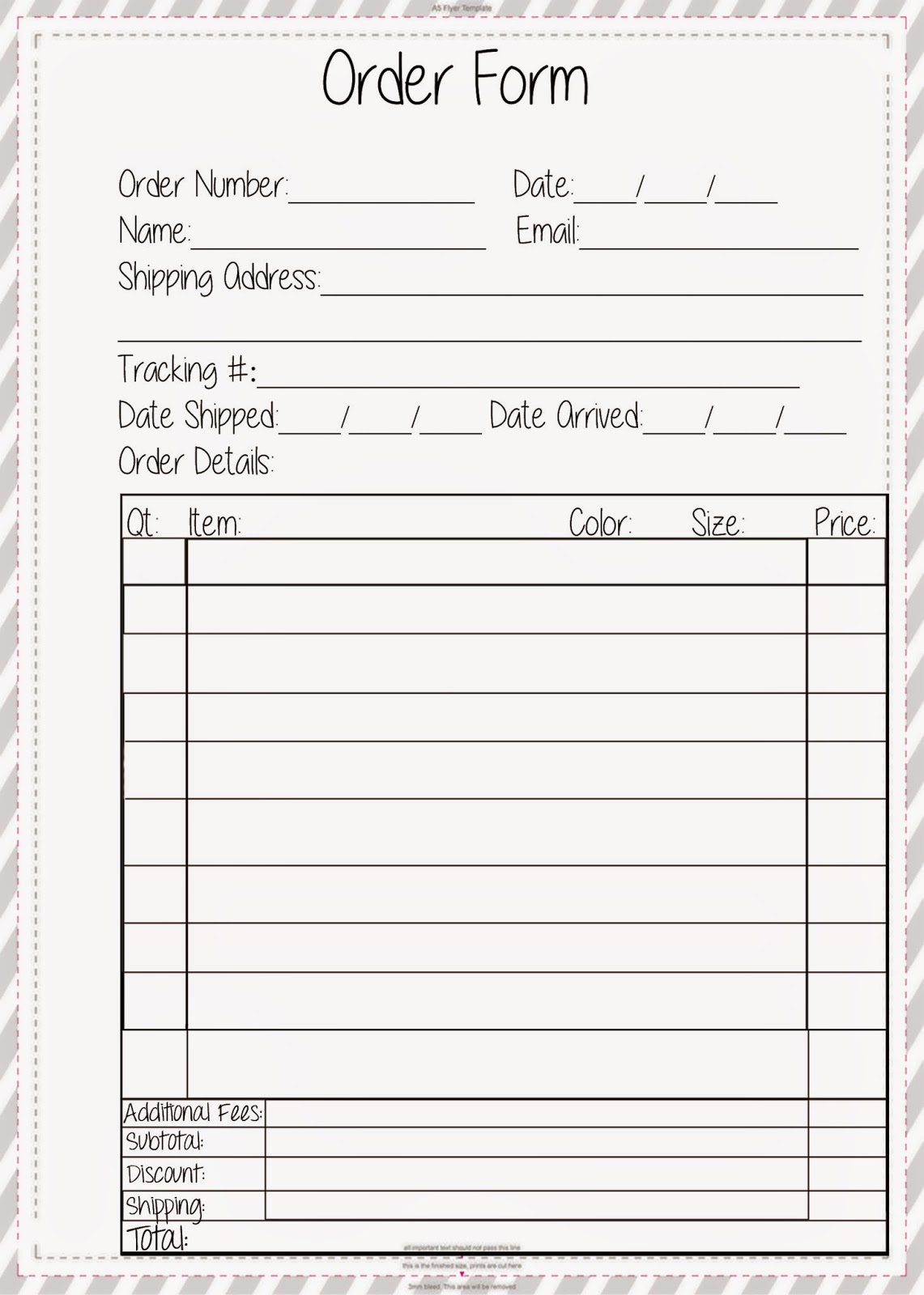 Printable Order Forms room surf com