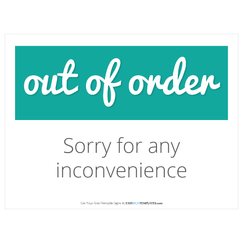 Free Printable Restroom Out Of Order Sign