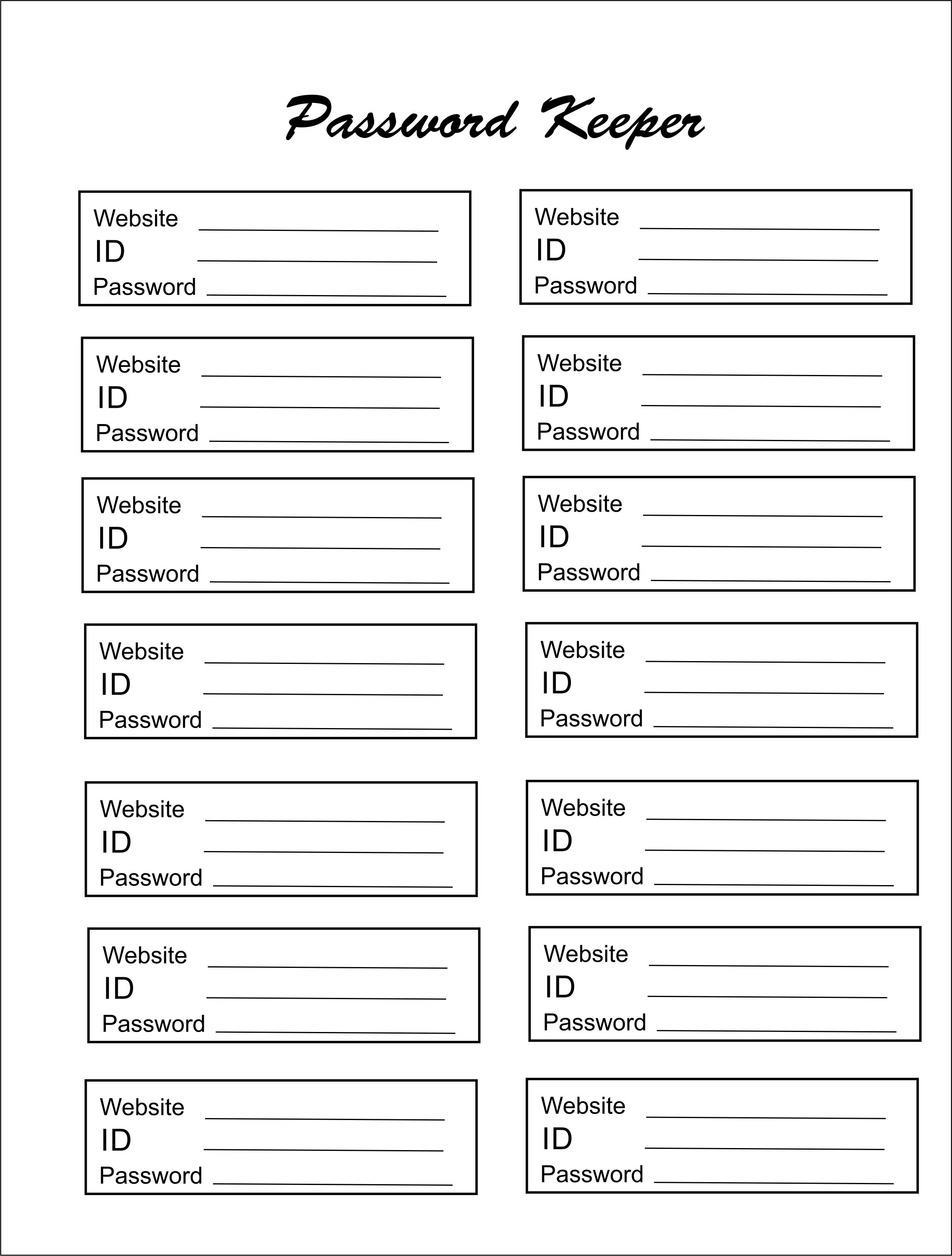 Printable Password Keeper Room Surf