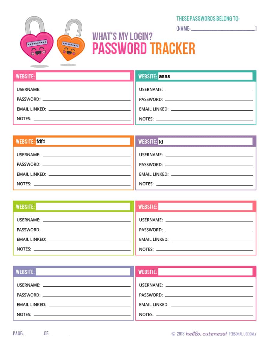 39 Best Password List Templates (Word, Excel & PDF)   Template Lab