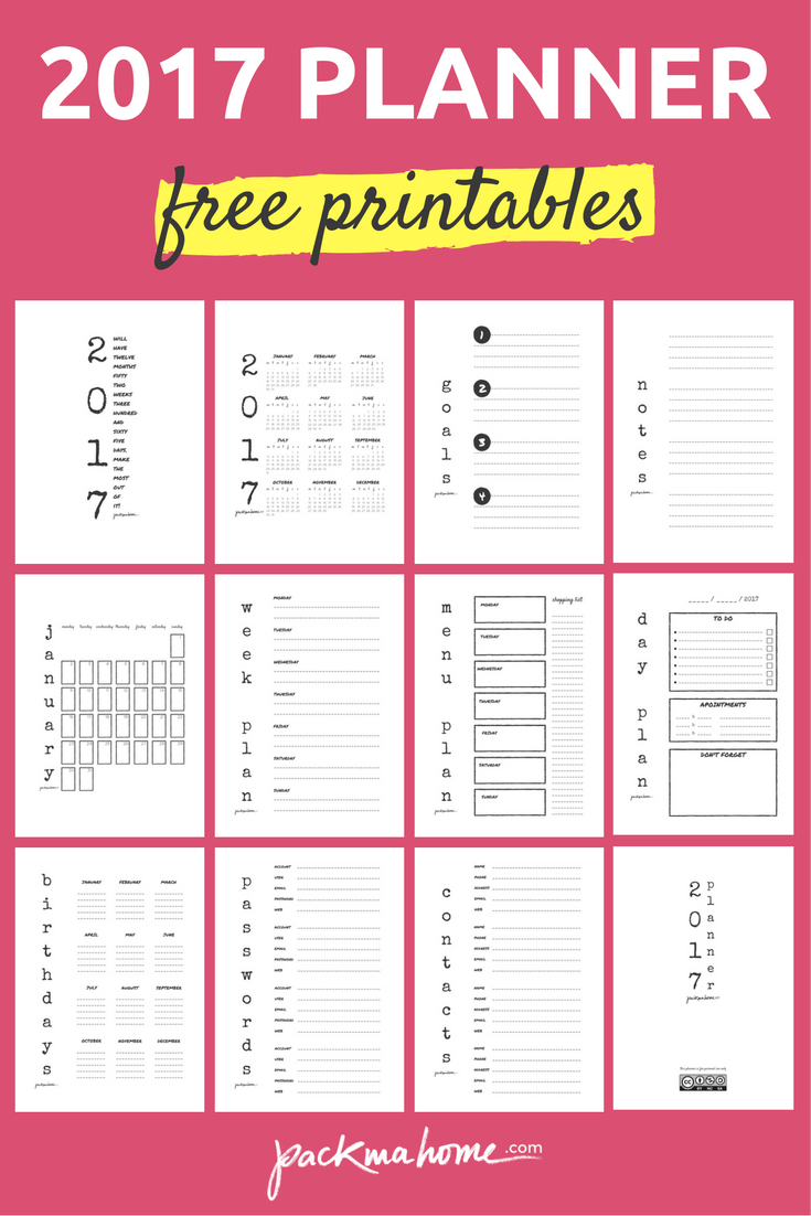 Printable Planner 2017 Pdf room