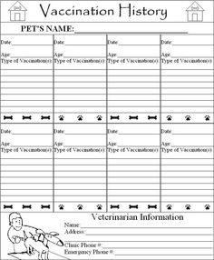 Printable Puppy Shot Record Chart