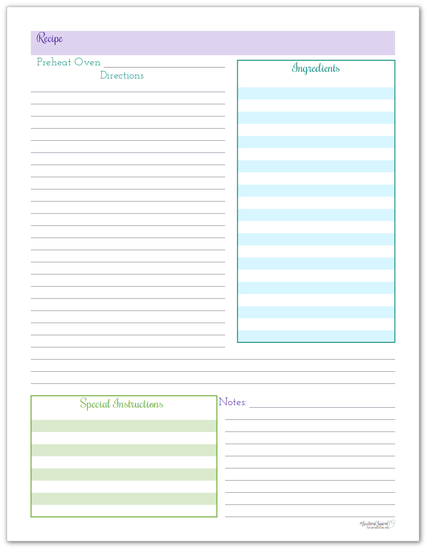 Organize Your Recipes with These Handy Recipe Page Printables
