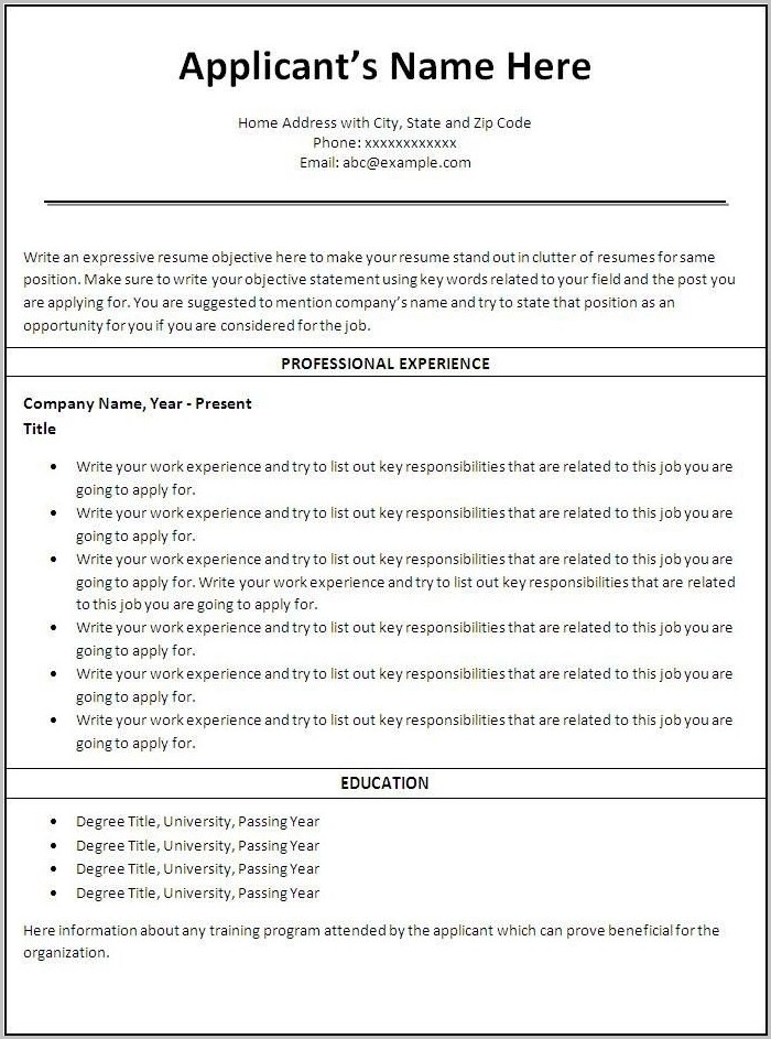 Resume Templates Free Printable Peatix