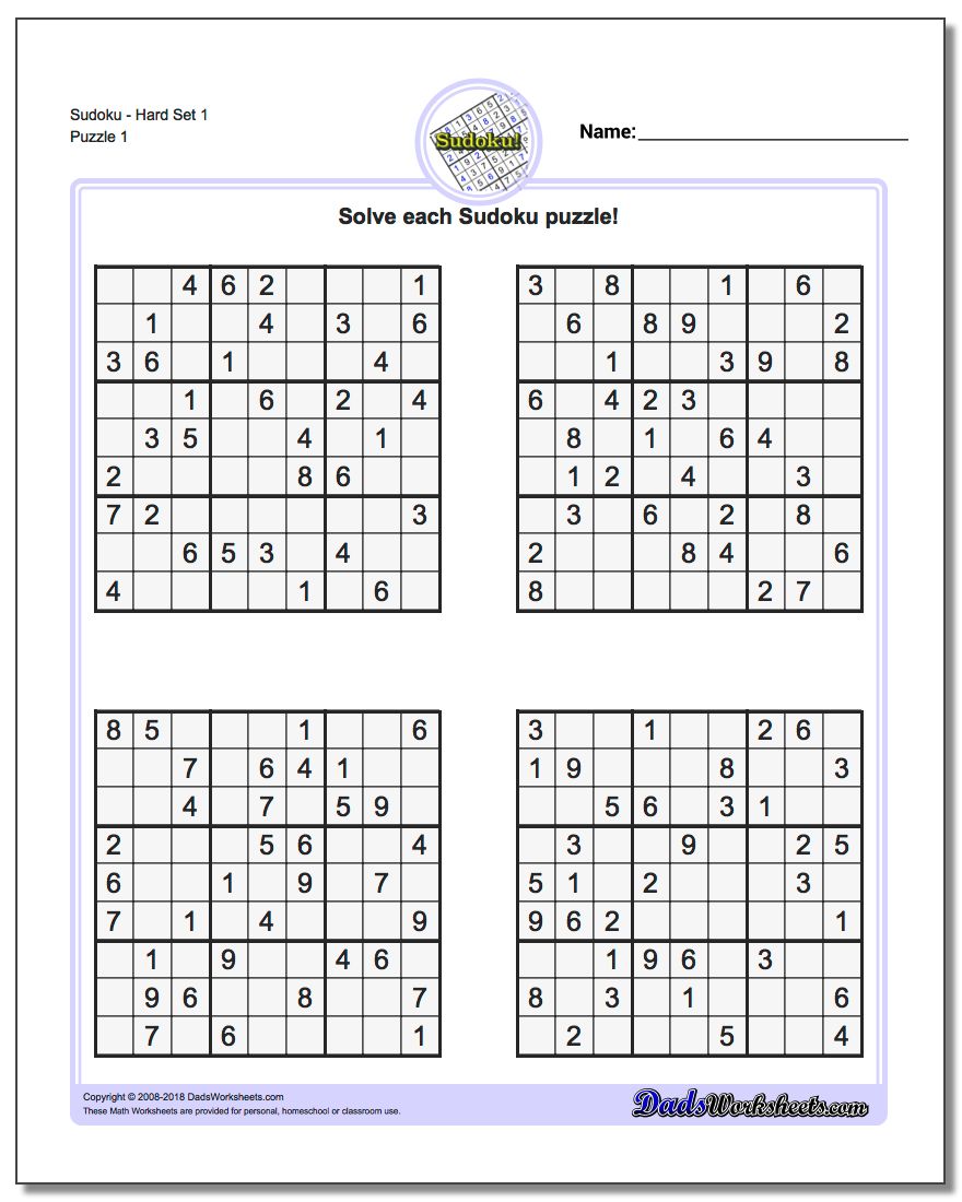 Printable Sudoku Puzzles room surf com