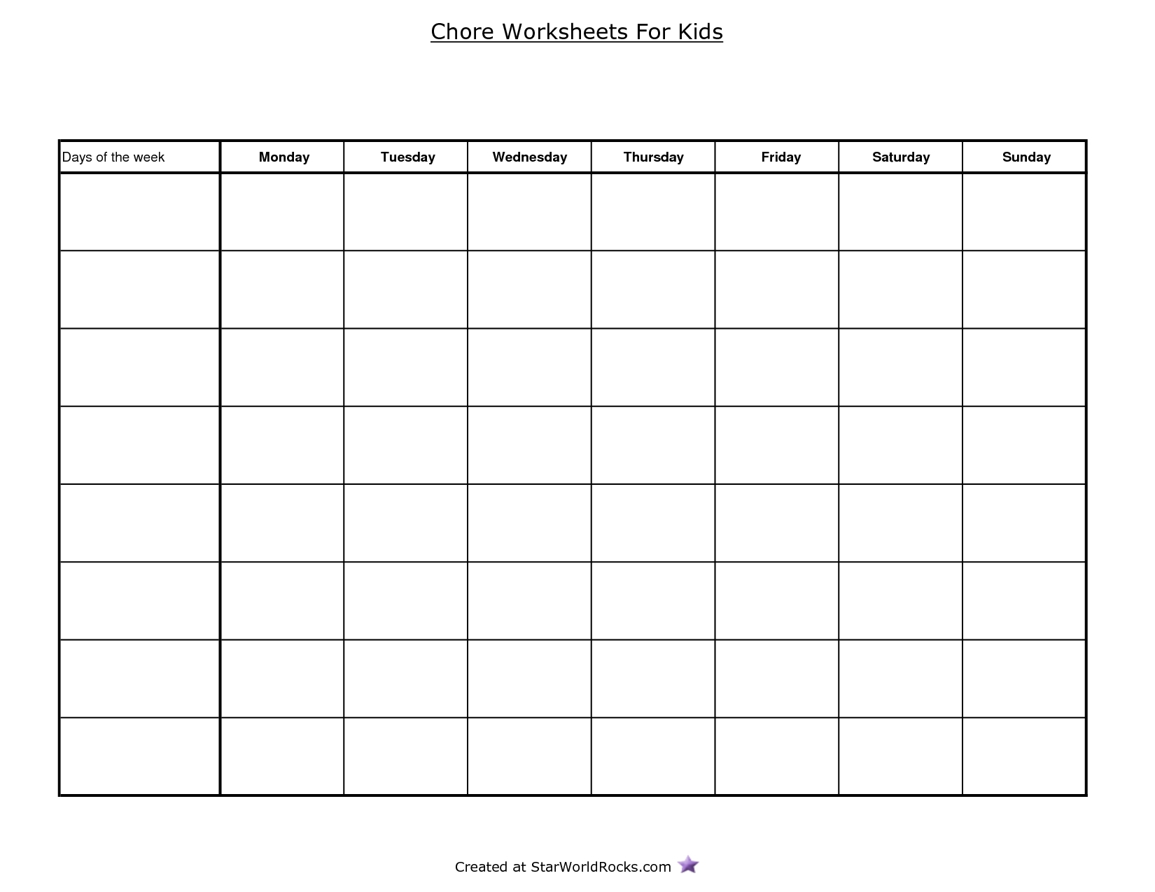 Printable Table Chart