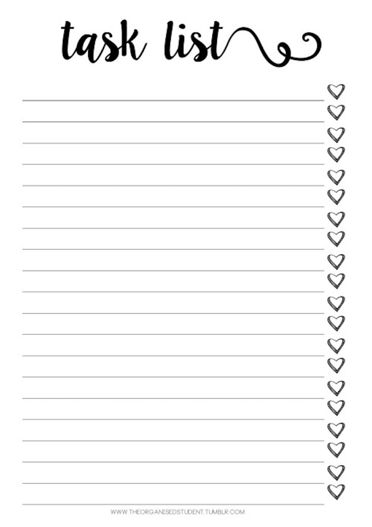 Printable Task Lists | room surf.com