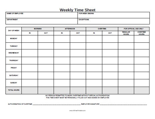 free weekly time sheets   Yelom.agdiffusion.com