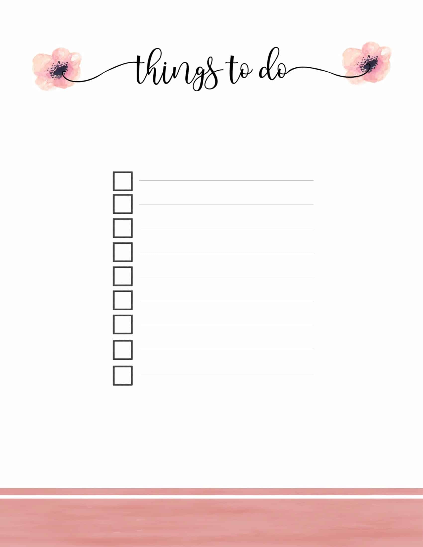 Printable To Do Checklist room surf com