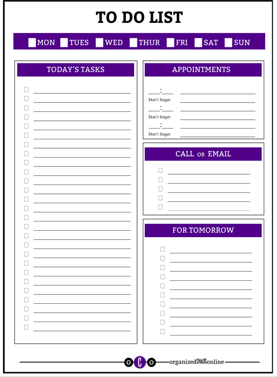 Printable To Do Lists For Work | room surf.com