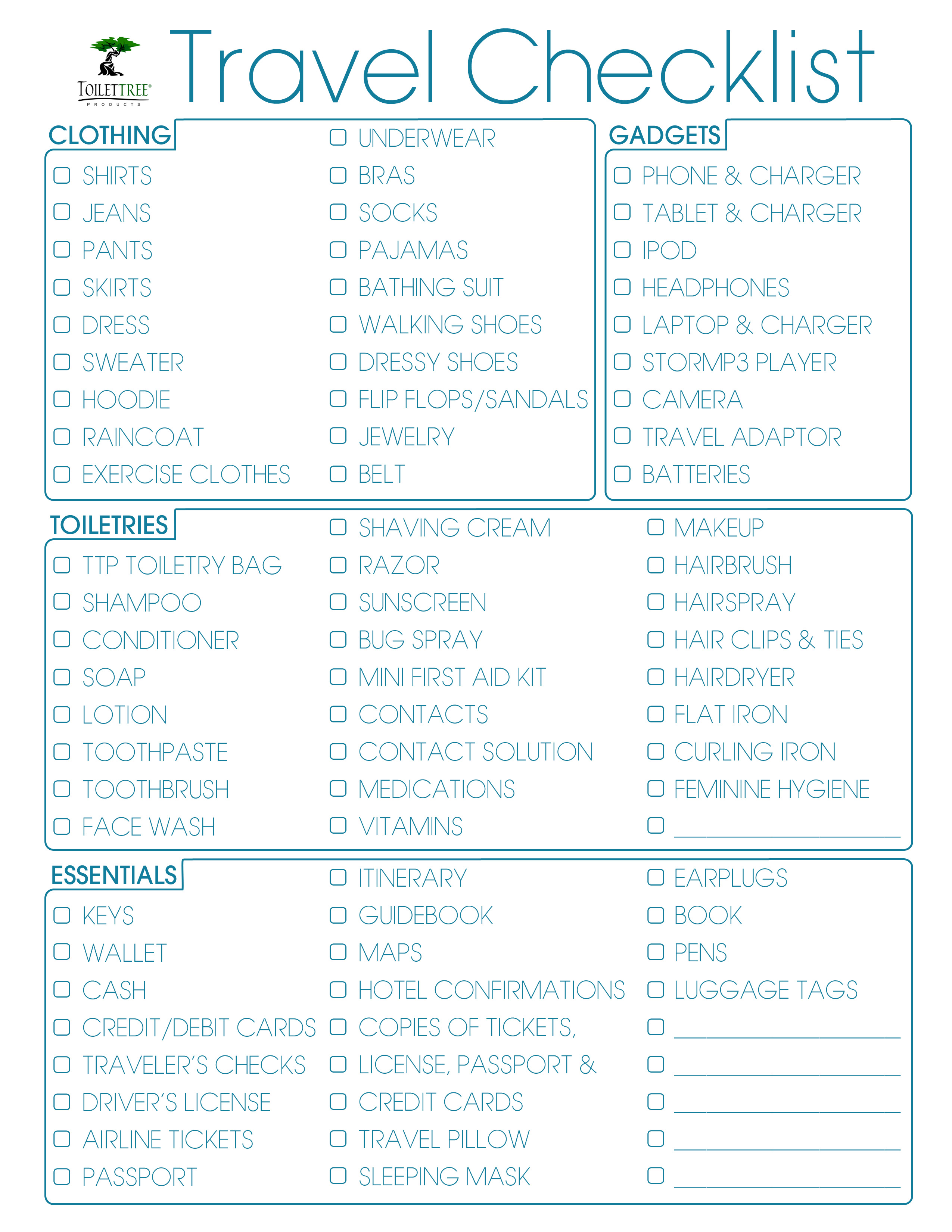 Free Printable Travel Checklist Printable Templates