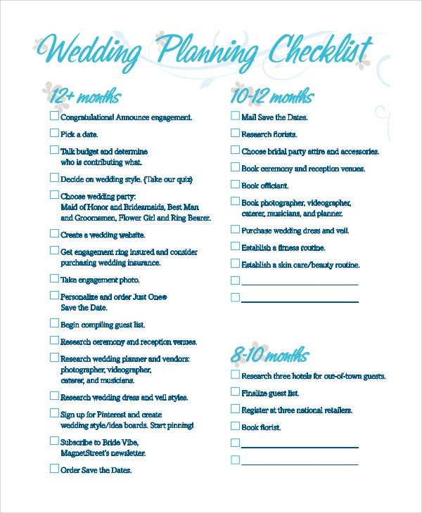 Printable Wedding Checklist Pdf Room Surf