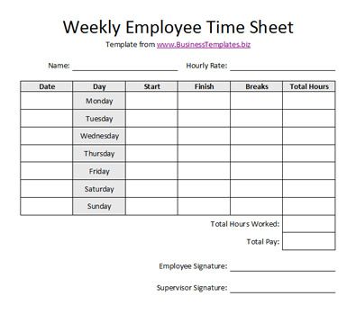 Free Printable Timesheet Templates | Free Weekly Employee Time Free Printable Timesheet Templates | Free Weekly Employee Time