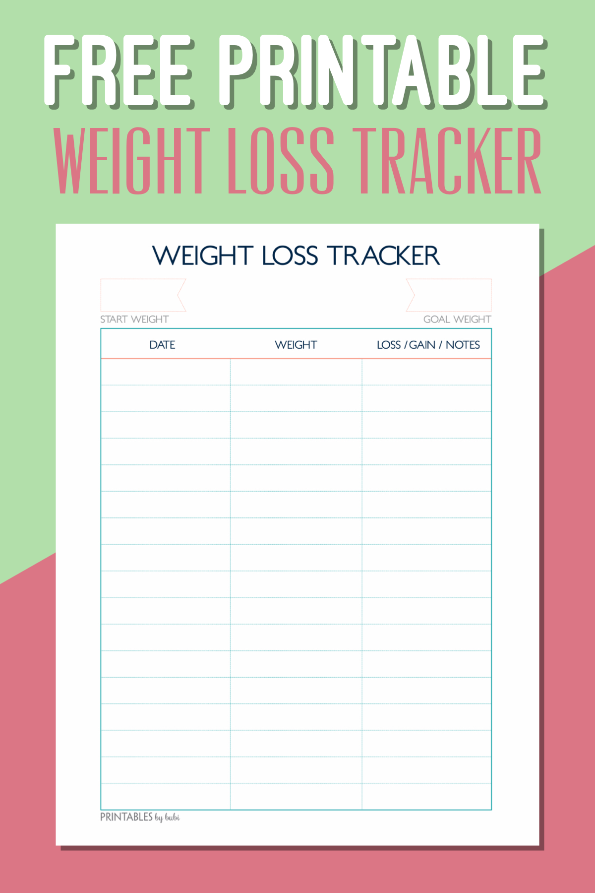 Printable Weight Loss Chart room surf com