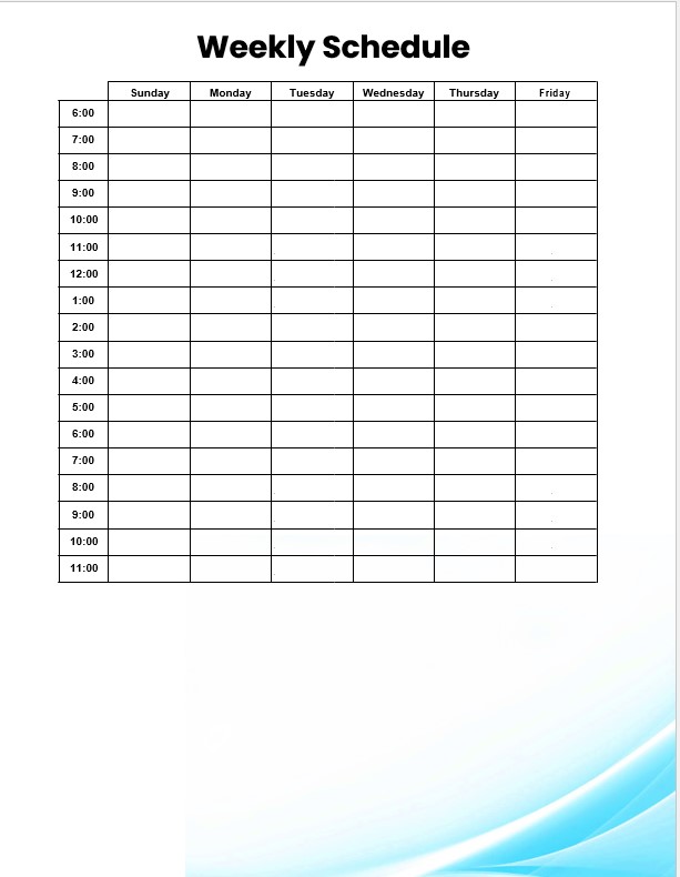 Besic weekly schedule 1