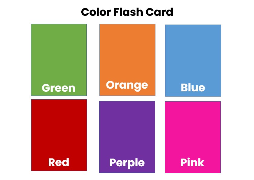 Color flash cards template
