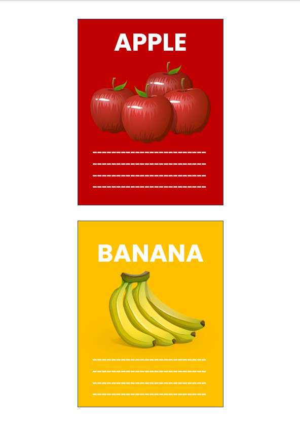 Fruit flash cards template