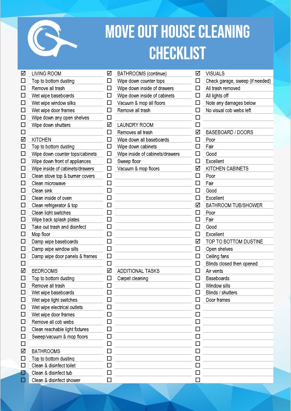 Move Out House Cleaning Checklist