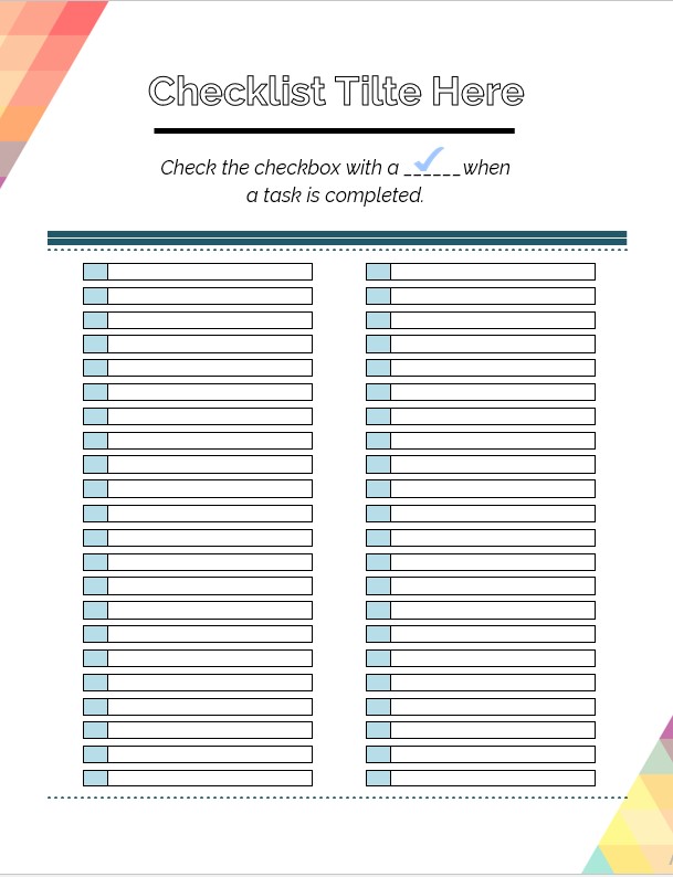 Printable checklist template