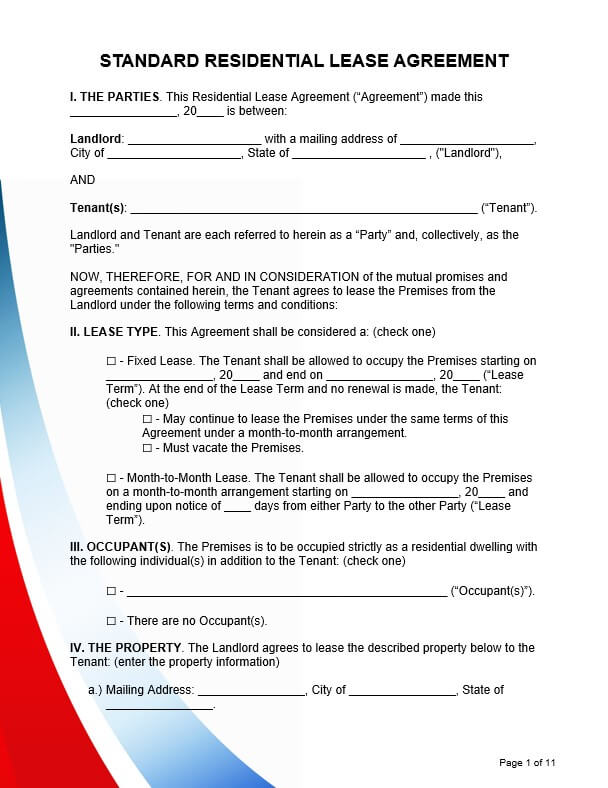 Standard Residential Lease Agreement