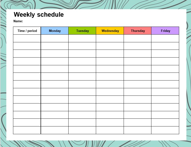 printable weekly schedule 1