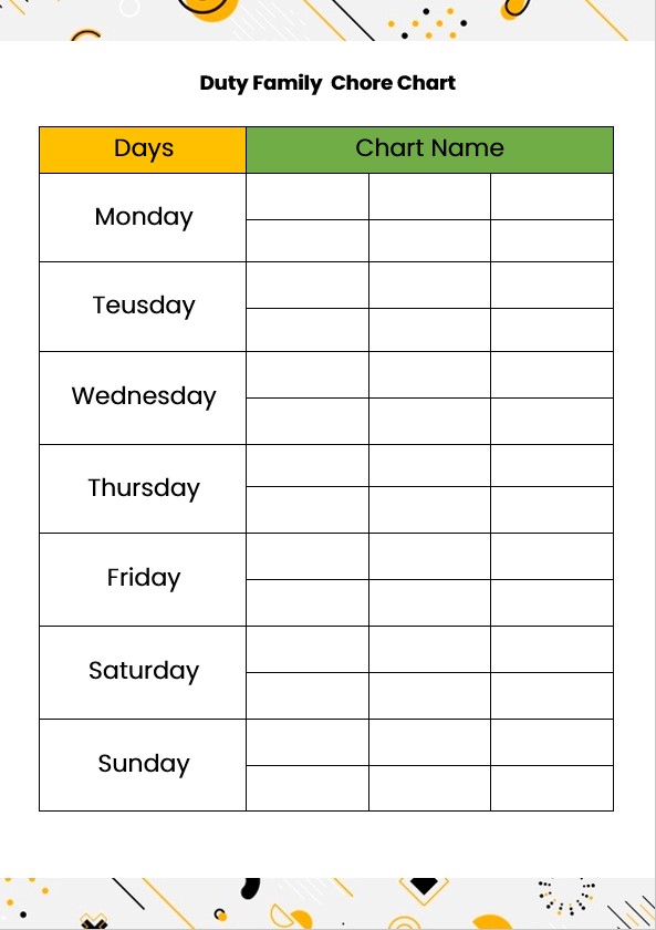 Duty Family Chore Chart