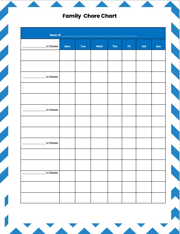 SImple Family Chore Chart Template