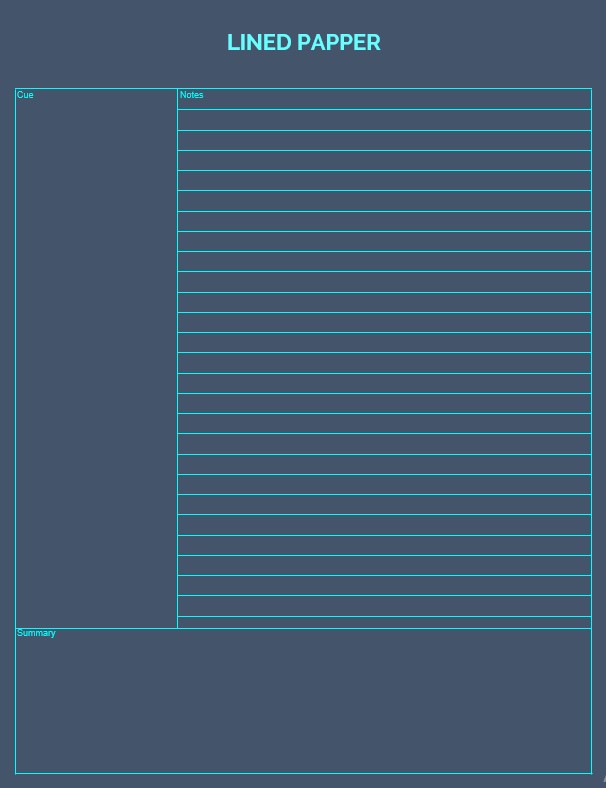 Table lined paper template