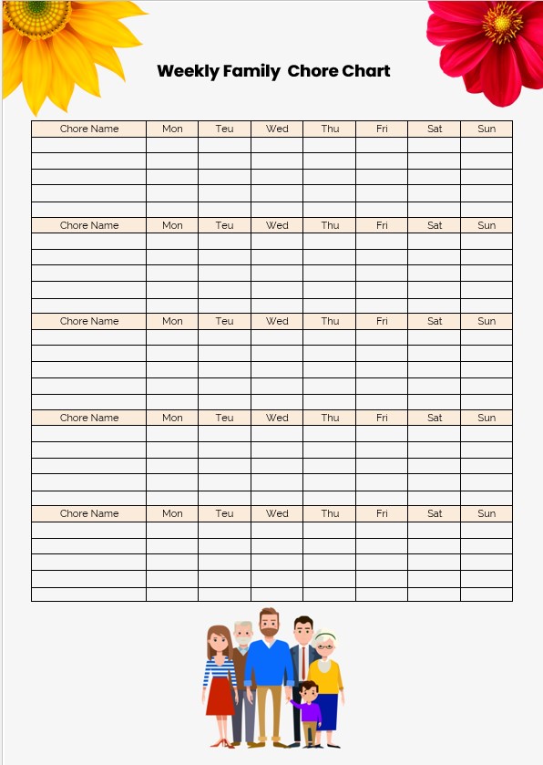 Weekly Family Chore Chart