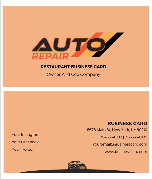 auto repair business cards templates