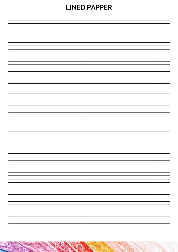 template lined paper printable