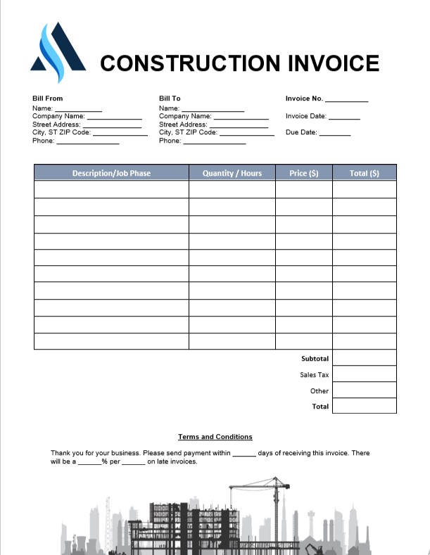 Besic contruction invoice template