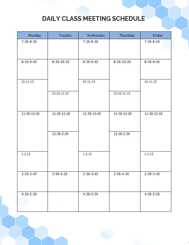 Daily Meeting Schedule