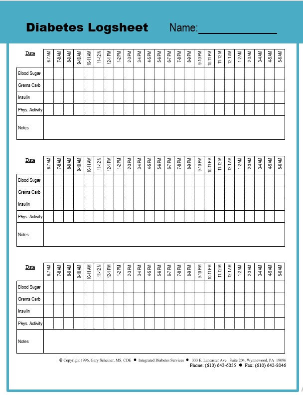 Printable Diabetes Log Book | room surf.com