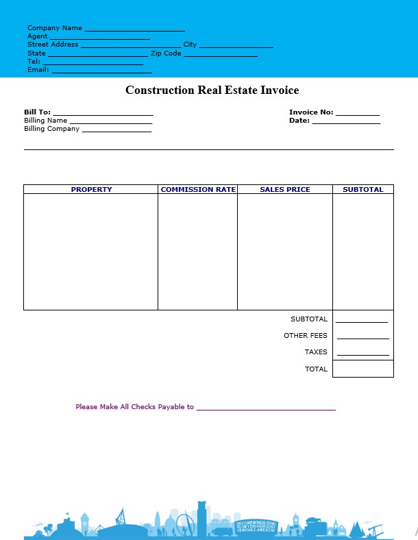 construction real estate invoice template