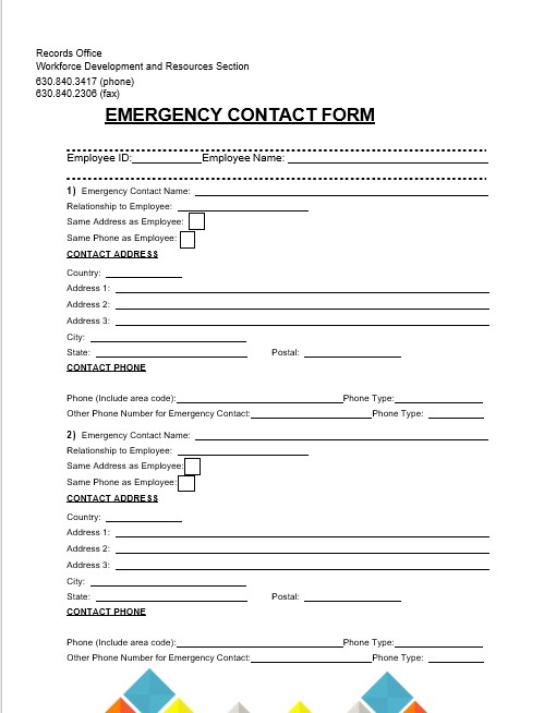 primary emergency contact form